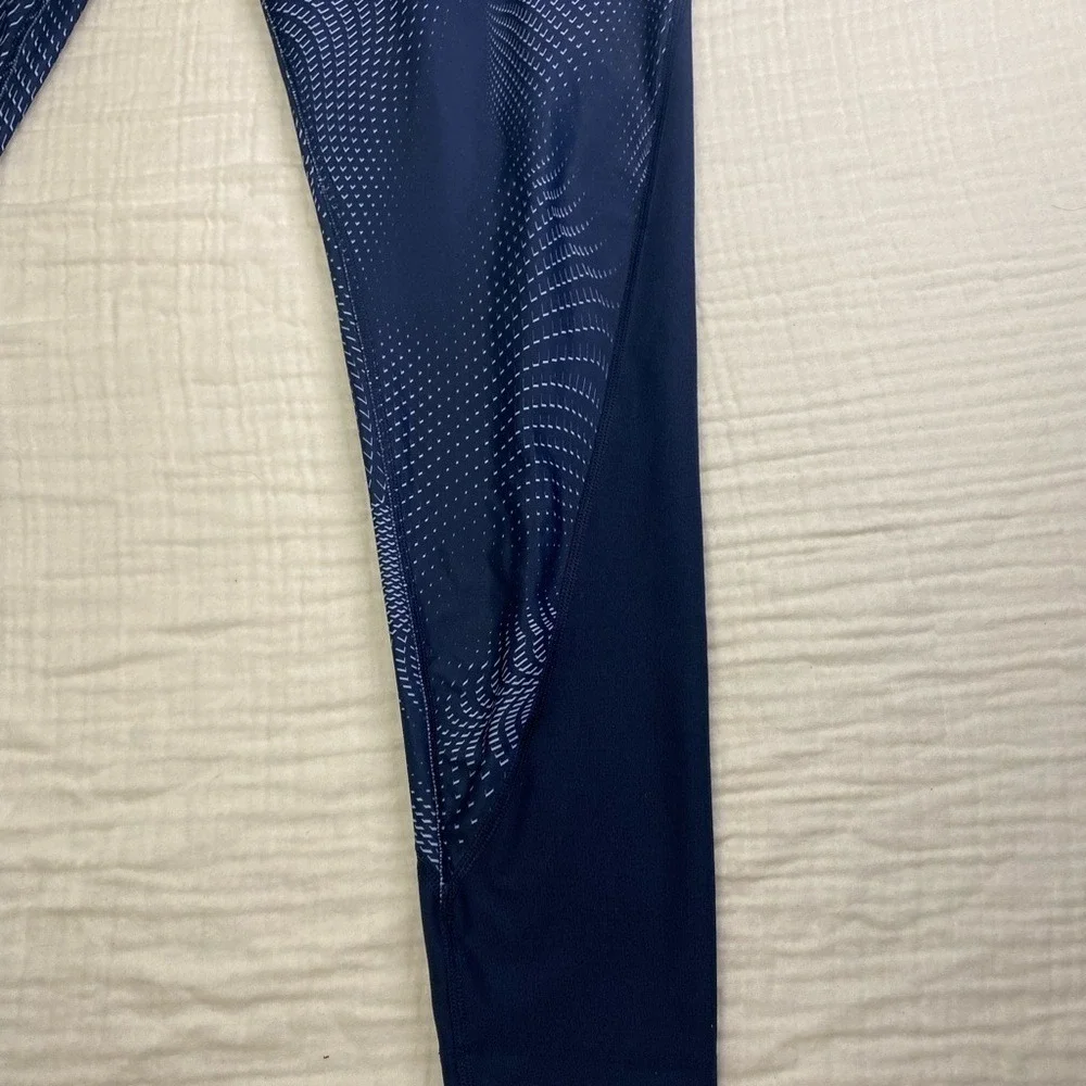 Nike Dri Fit Blue White Geometric‎ Wave Full Length Leggings Womens 1X